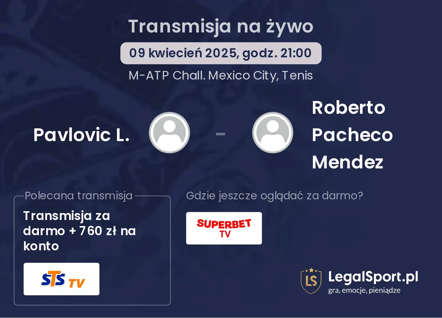 Pavlovic L. - Roberto Pacheco Mendez gdzie oglądać?