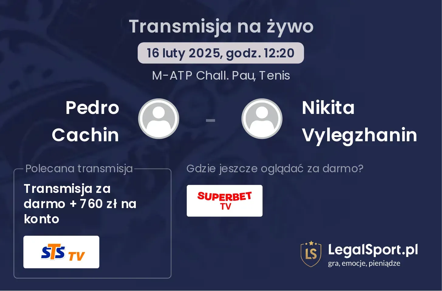 Pedro Cachin - Nikita Vylegzhanin gdzie oglądać transmisję?