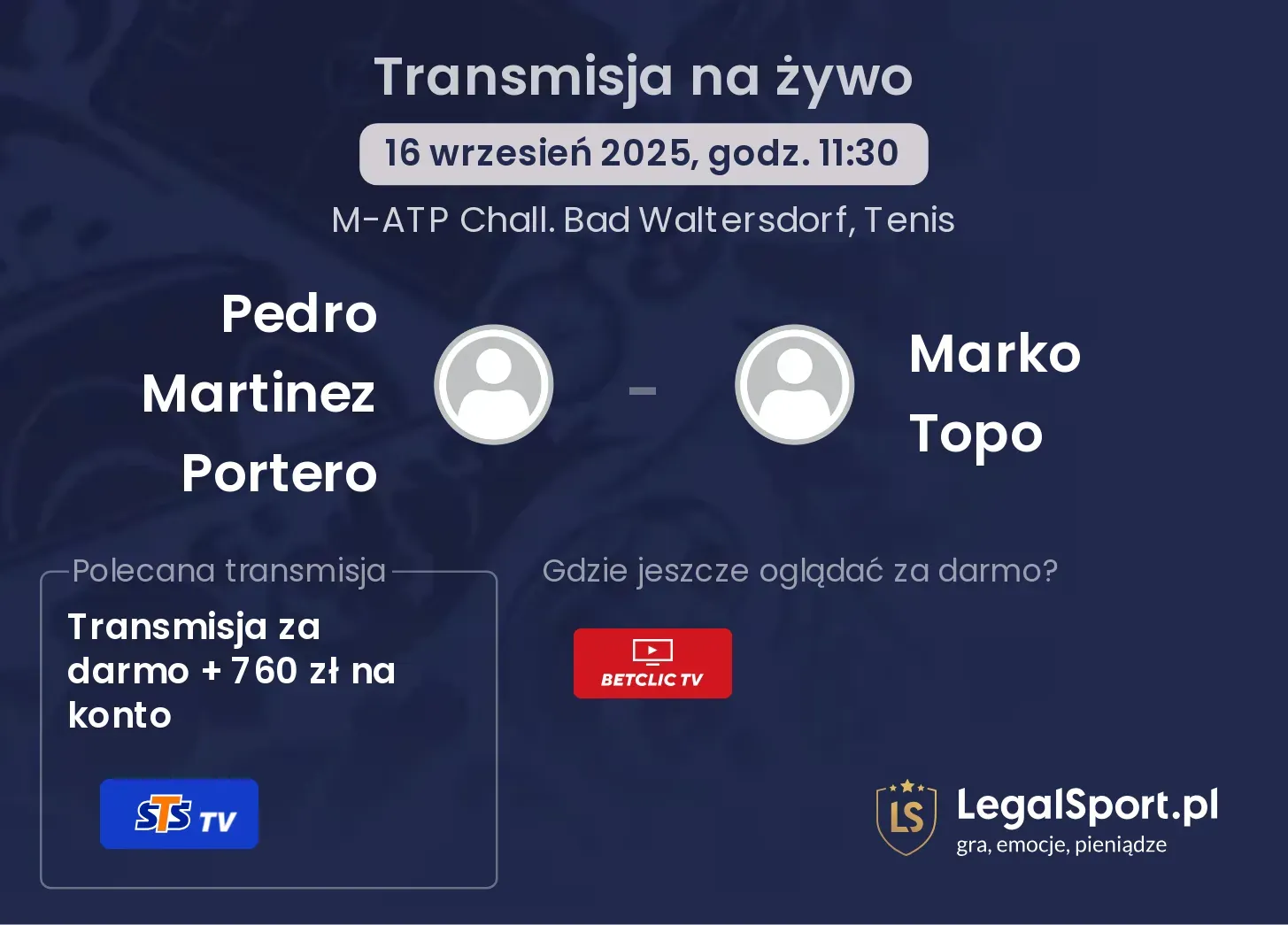  Pedro Martinez Portero - Marko Topo transmisja na żywo