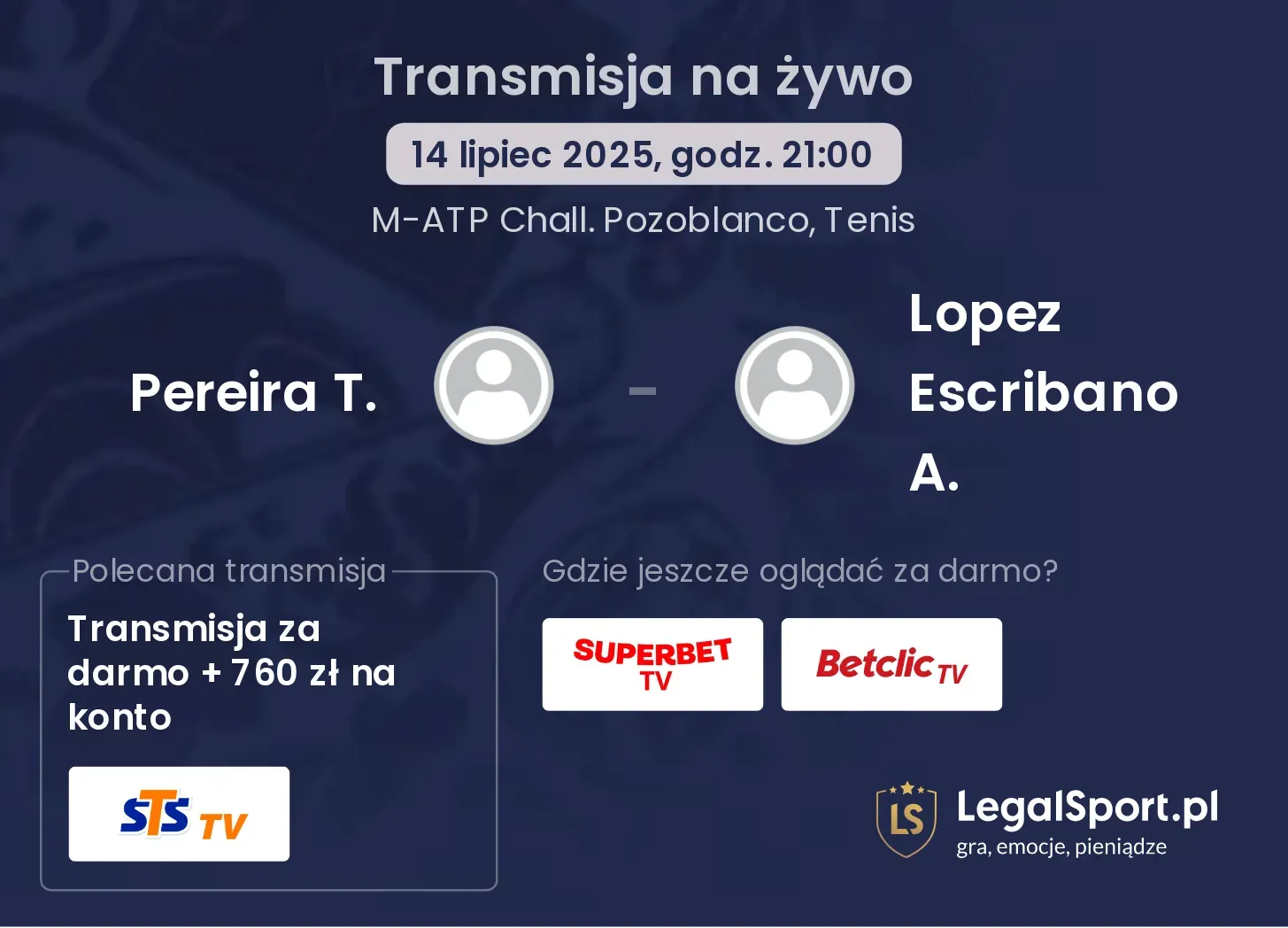 Pereira T. - Lopez Escribano A. gdzie oglądać?