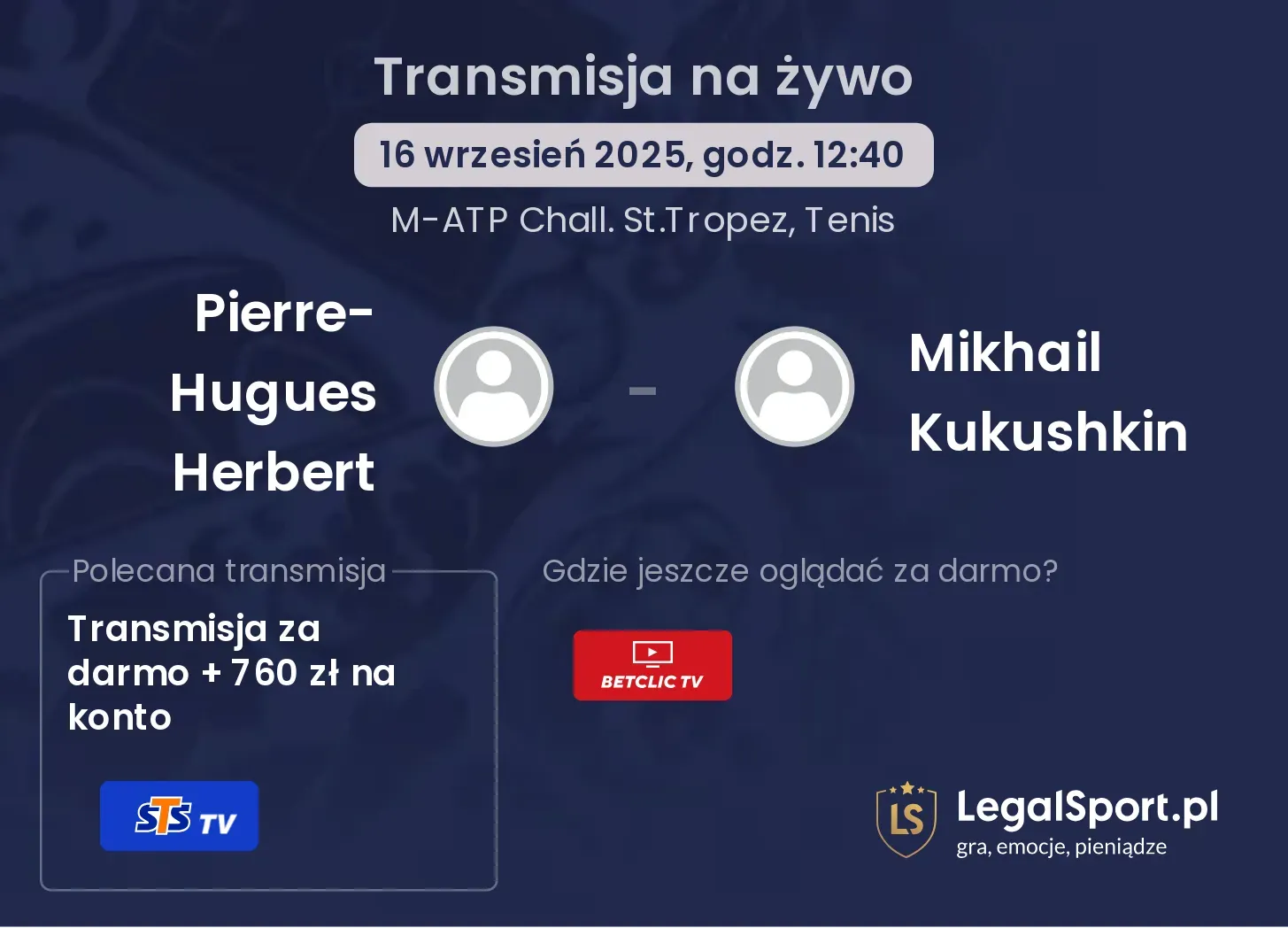 Pierre-Hugues Herbert - Mikhail Kukushkin transmisja na żywo