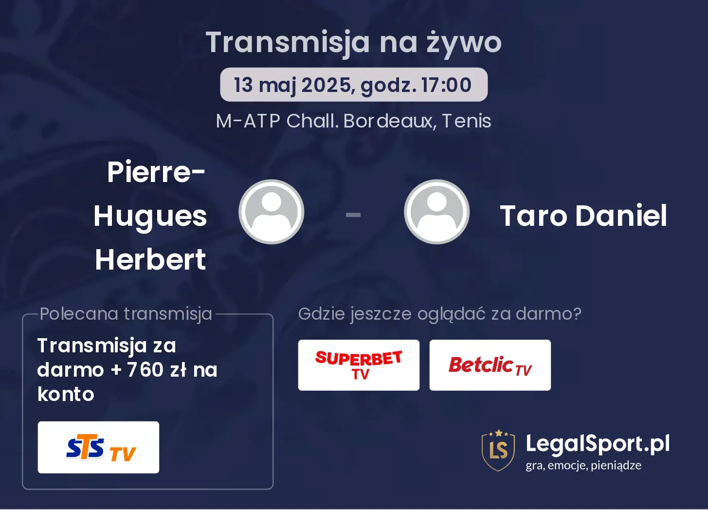 Pierre-Hugues Herbert - Taro Daniel transmisja na żywo