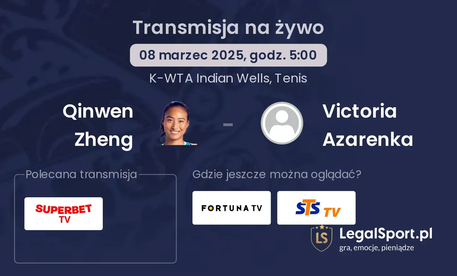 Qinwen Zheng - Victoria Azarenka gdzie oglądać transmisję?