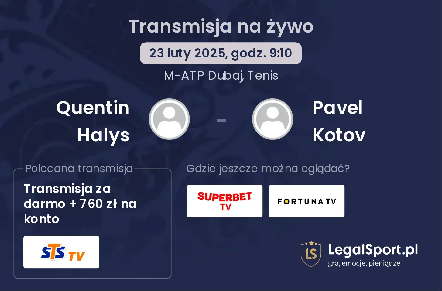 Quentin Halys - Pavel Kotov gdzie oglądać transmisję?