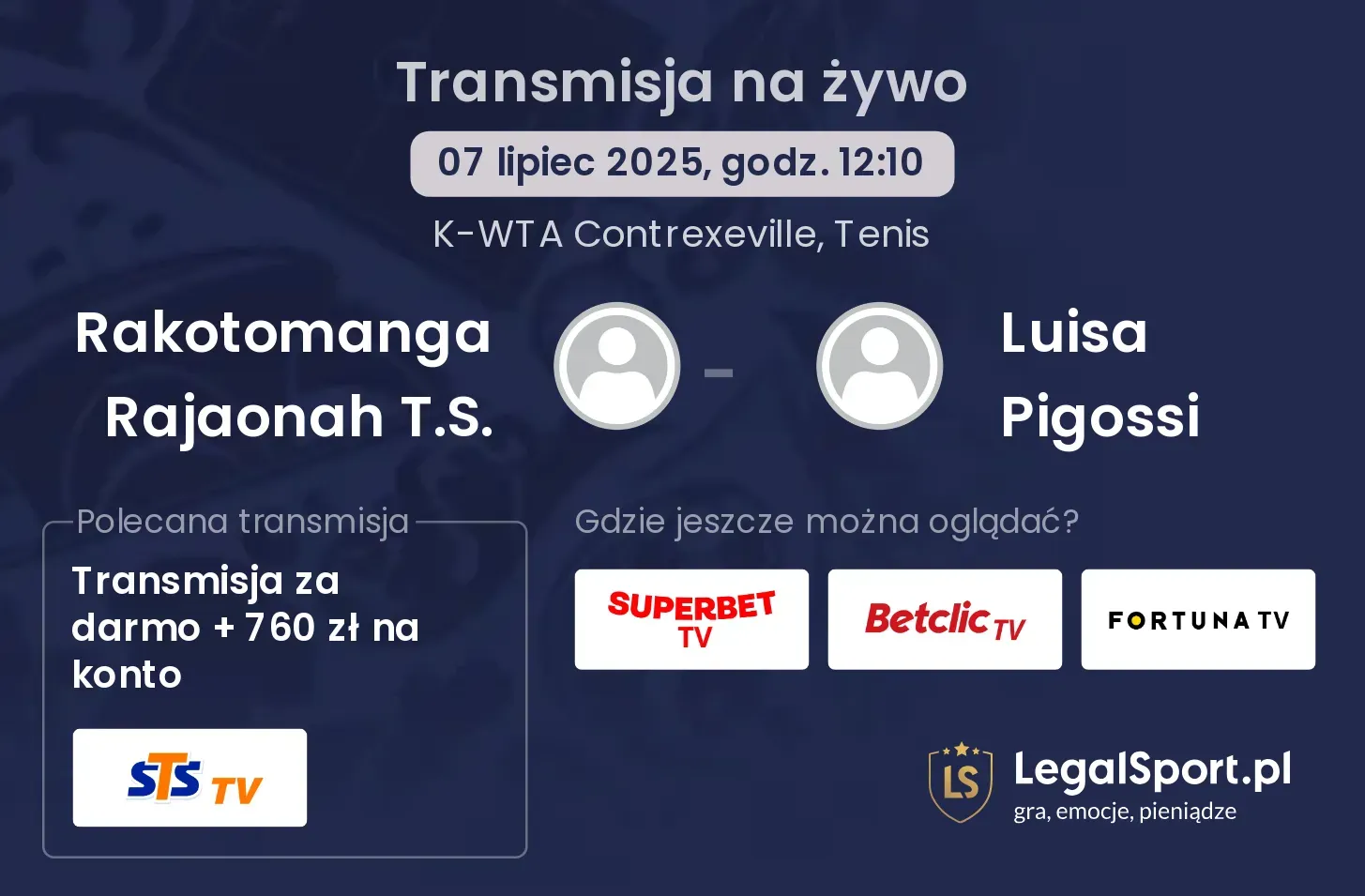 Rakotomanga Rajaonah T.S. - Luisa Pigossi transmisja na żywo