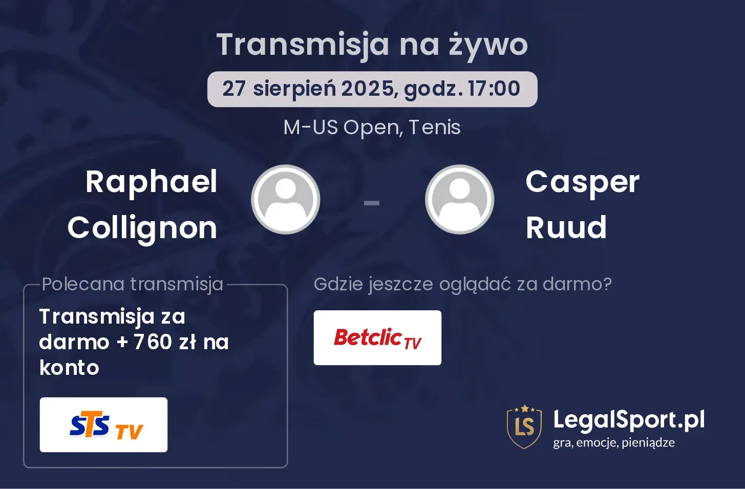 Raphael Collignon - Casper Ruud transmisja na żywo