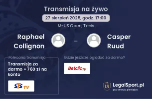 Raphael Collignon - Casper Ruud gdzie oglądać?