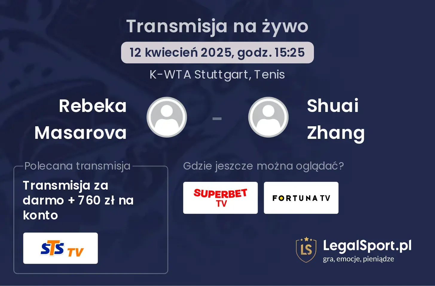Rebeka Masarova - Shuai Zhang gdzie oglądać transmisję?