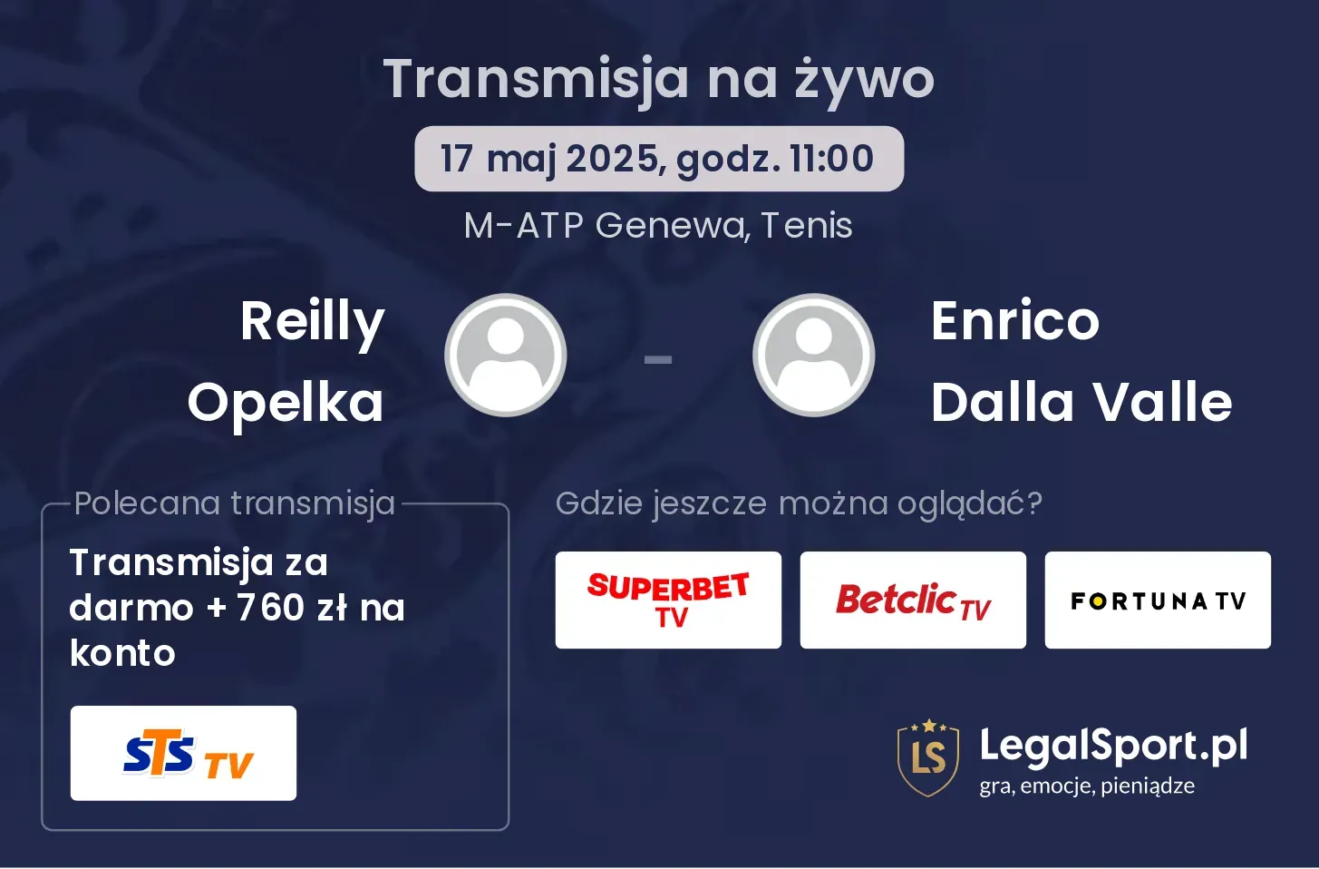 Reilly Opelka - Enrico Dalla Valle transmisja na żywo