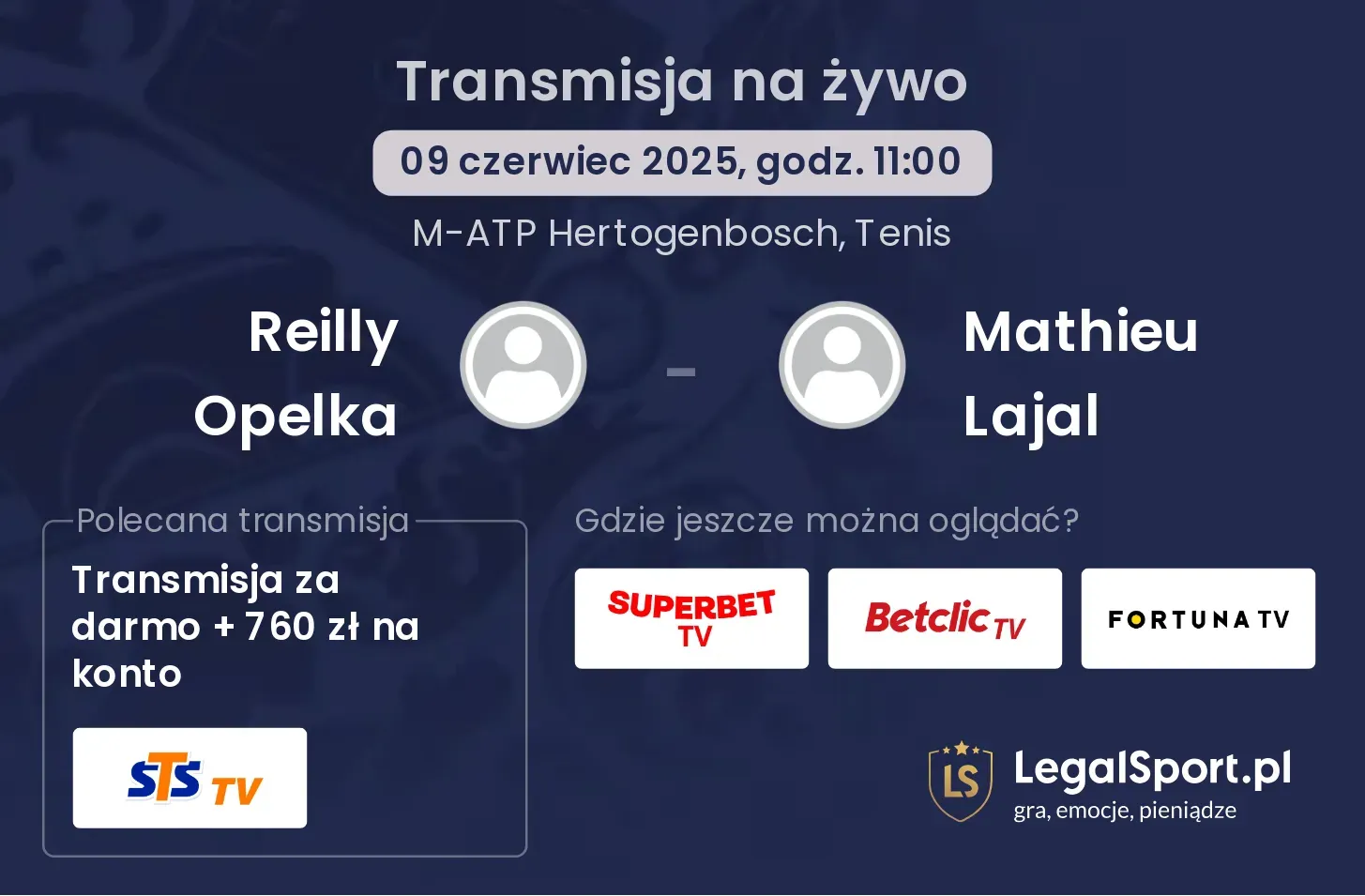 Reilly Opelka - Mathieu Lajal transmisja na żywo