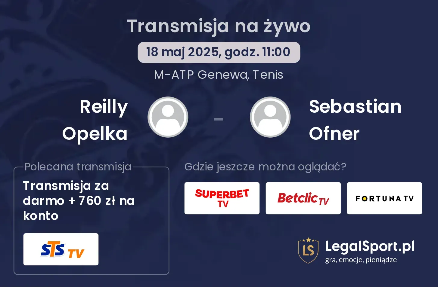Reilly Opelka - Sebastian Ofner gdzie oglądać transmisję?