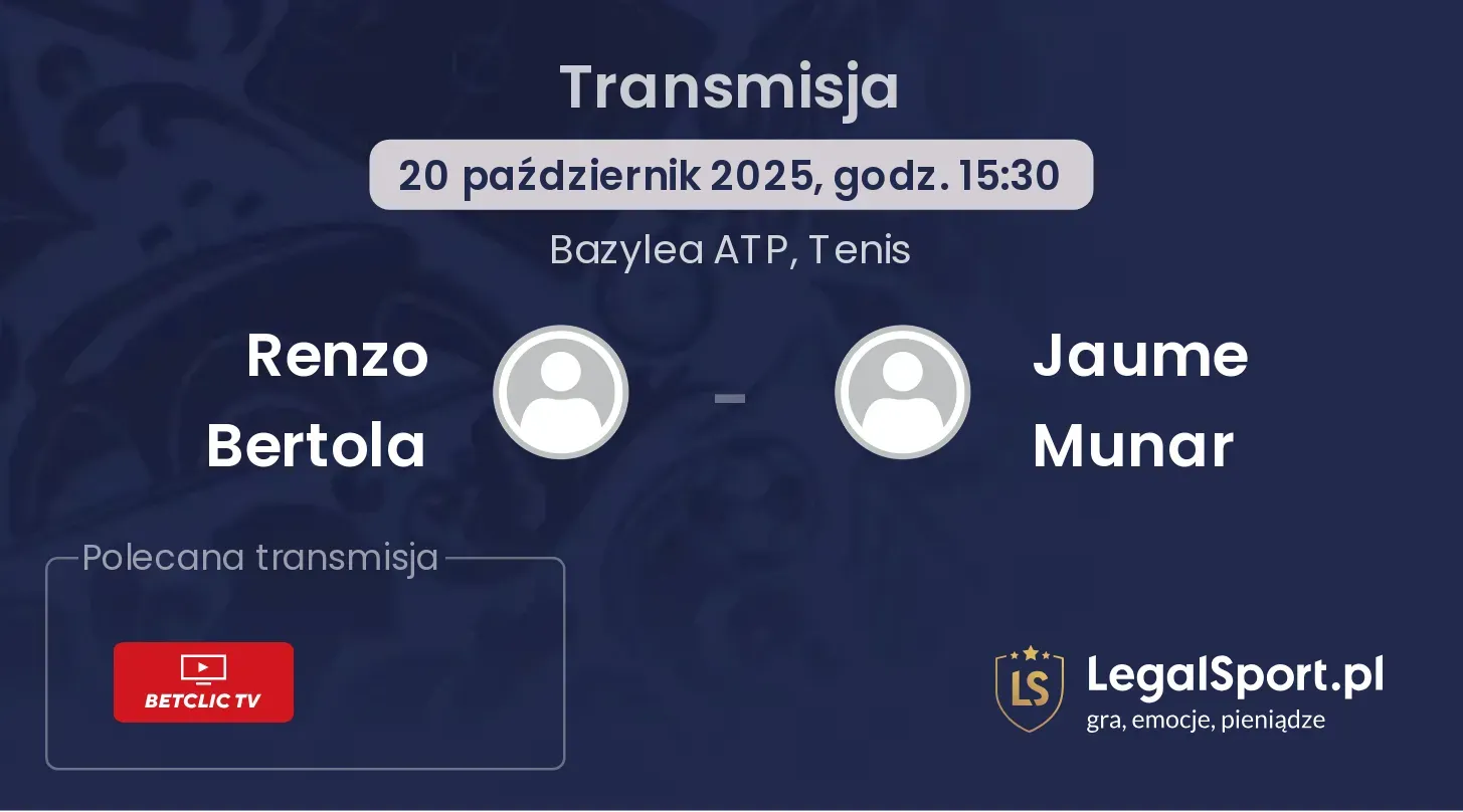 Renzo Bertola - Jaume Munar gdzie oglądać?