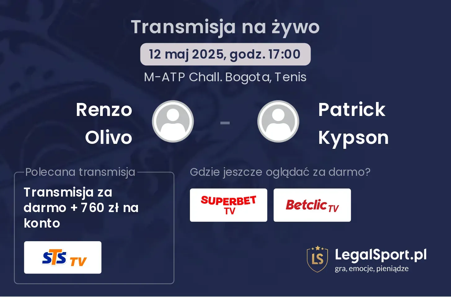 Renzo Olivo - Patrick Kypson transmisja na żywo