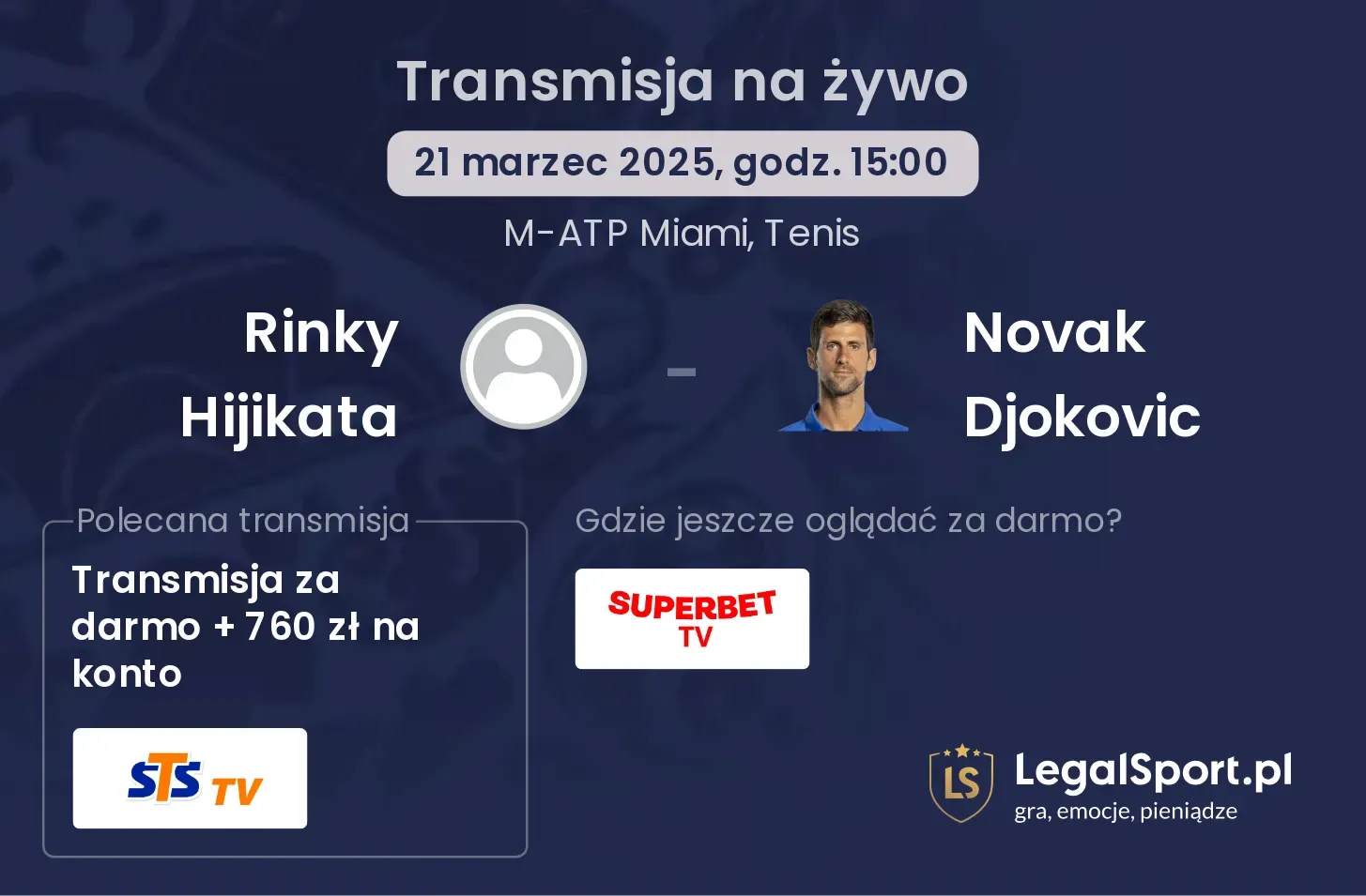 Rinky Hijikata - Novak Djokovic gdzie oglądać?