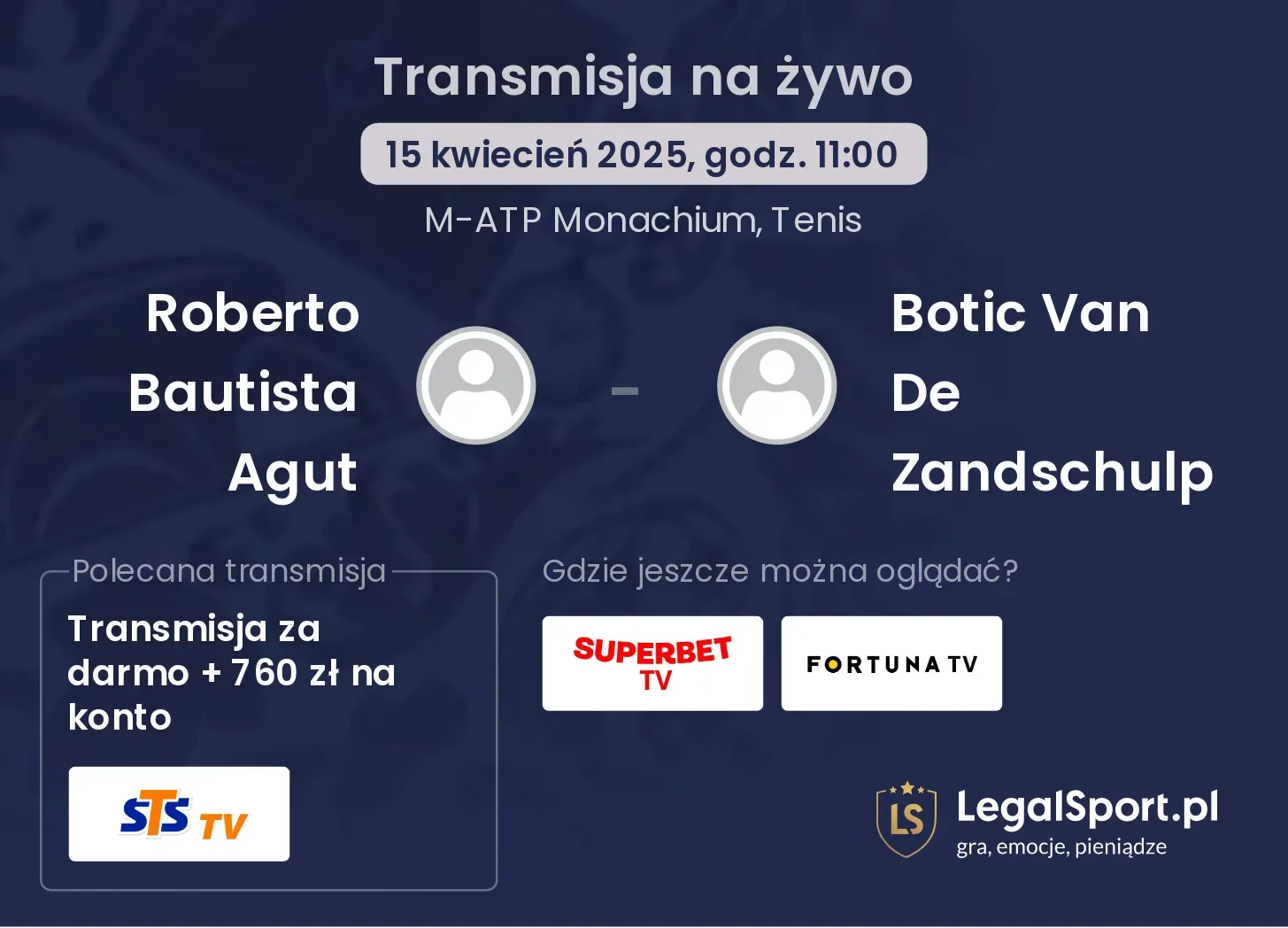 Roberto Bautista Agut - Botic Van De Zandschulp gdzie oglądać transmisję?
