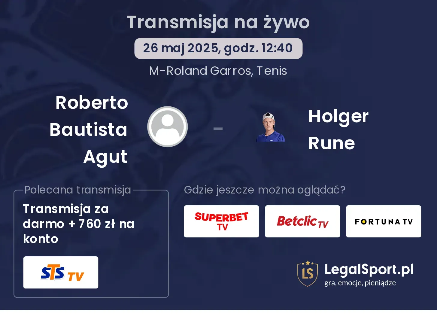 Roberto Bautista Agut - Holger Rune gdzie oglądać transmisję?