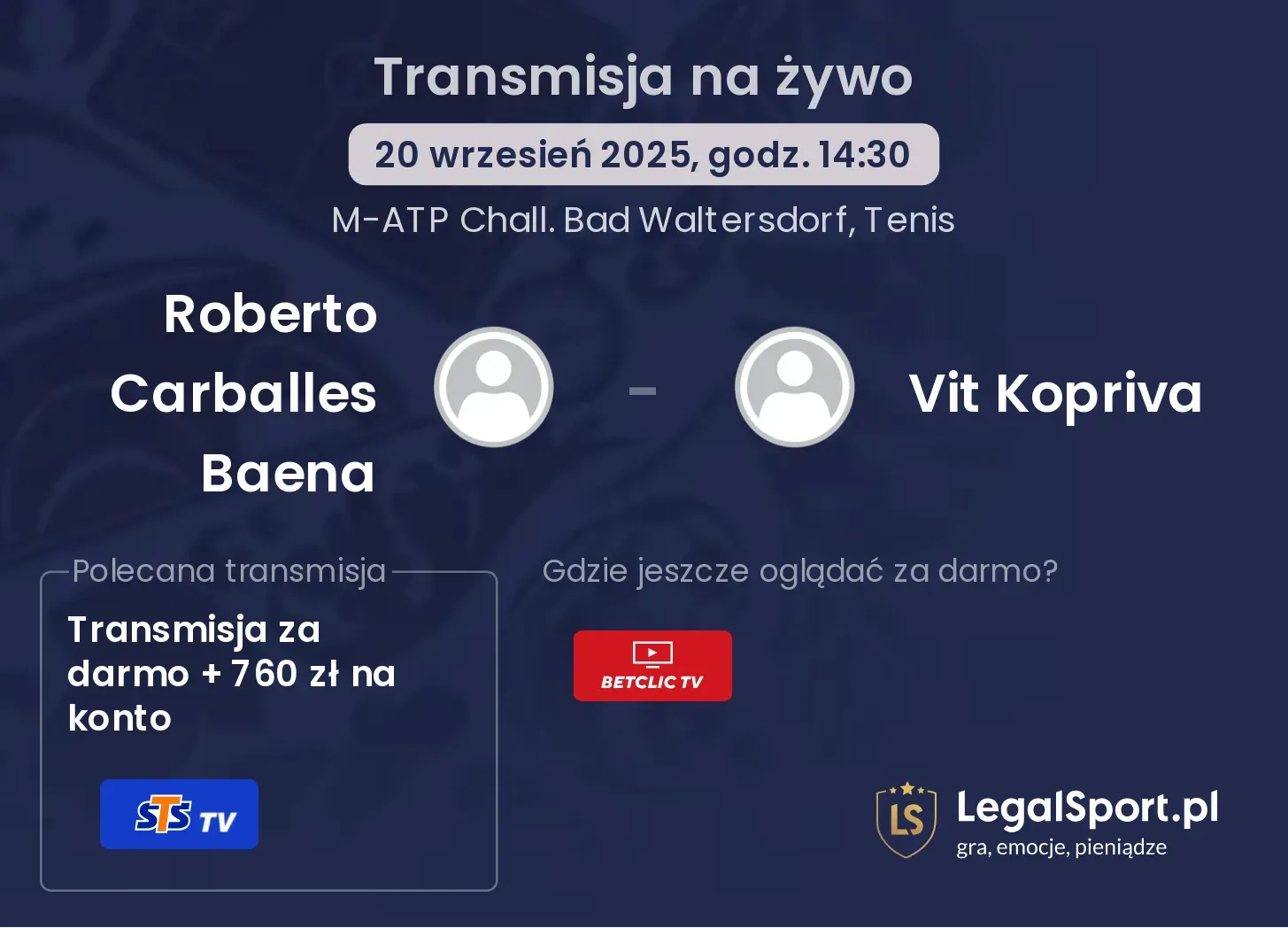 Roberto Carballes Baena - Vit Kopriva transmisja na żywo