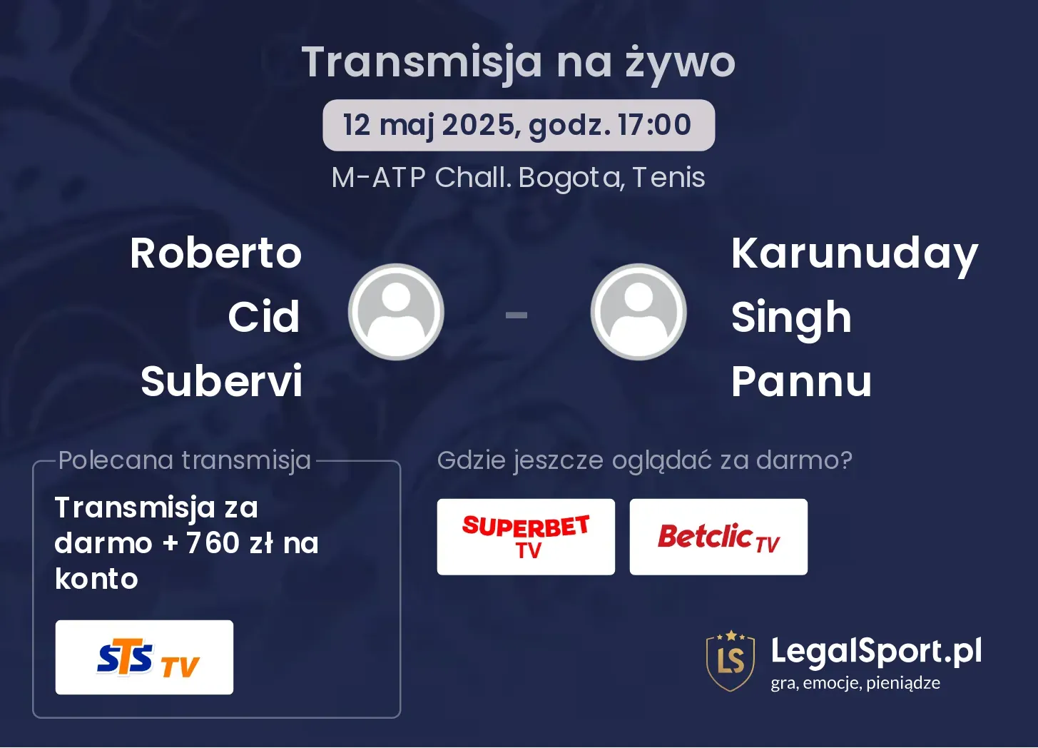 Roberto Cid Subervi - Karunuday Singh Pannu transmisja na żywo