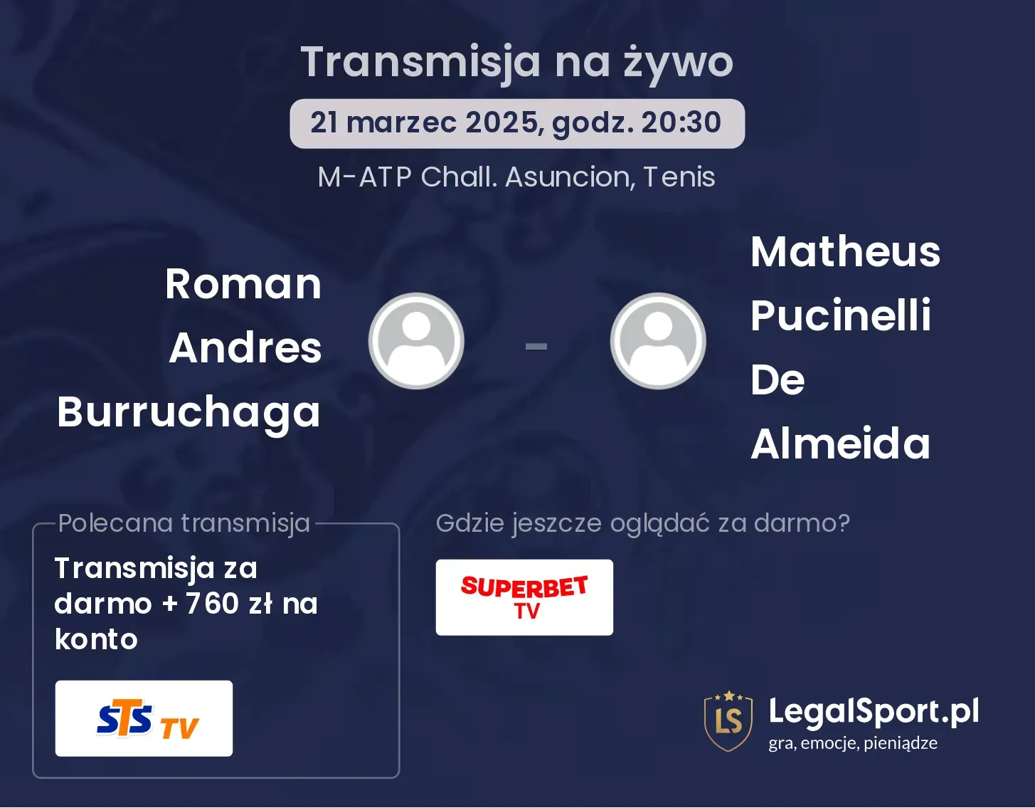 Roman Andres Burruchaga - Matheus Pucinelli De Almeida gdzie oglądać?