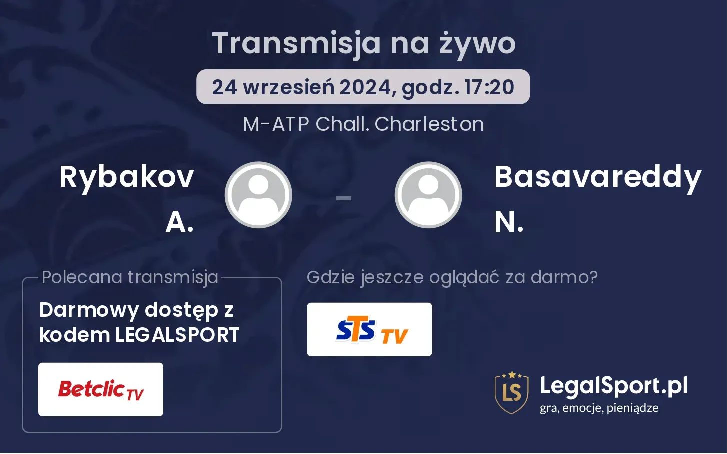 Rybakov A. - Basavareddy N. gdzie oglądać? 24.09, godz. 17:20