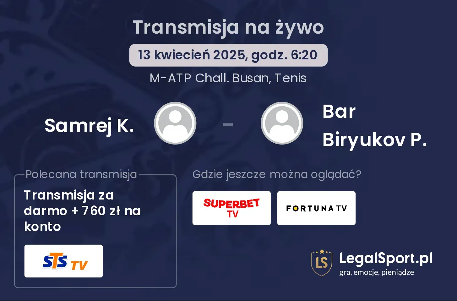 Samrej K. - Bar Biryukov P. gdzie oglądać?