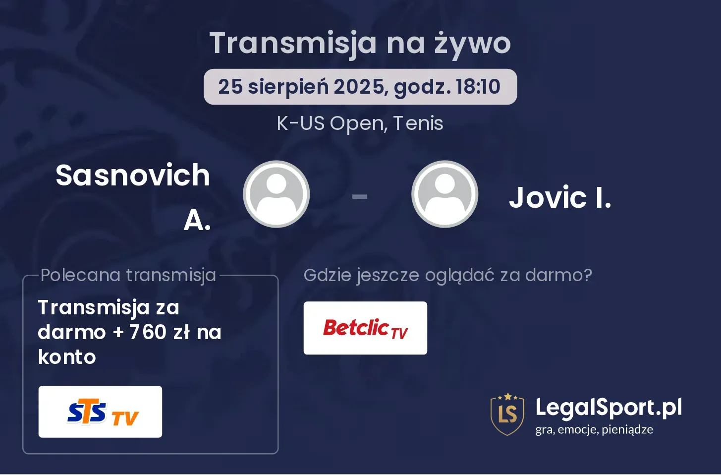 Sasnovich A. - Jovic I. gdzie oglądać?