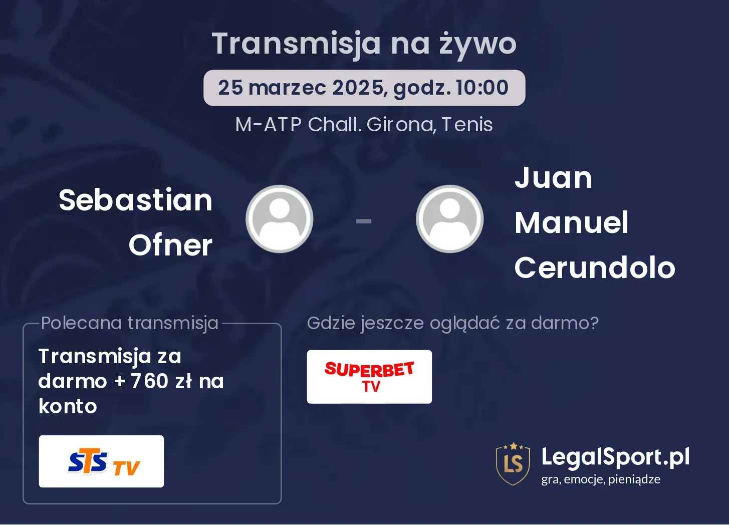 Sebastian Ofner - Juan Manuel Cerundolo gdzie oglądać transmisję?