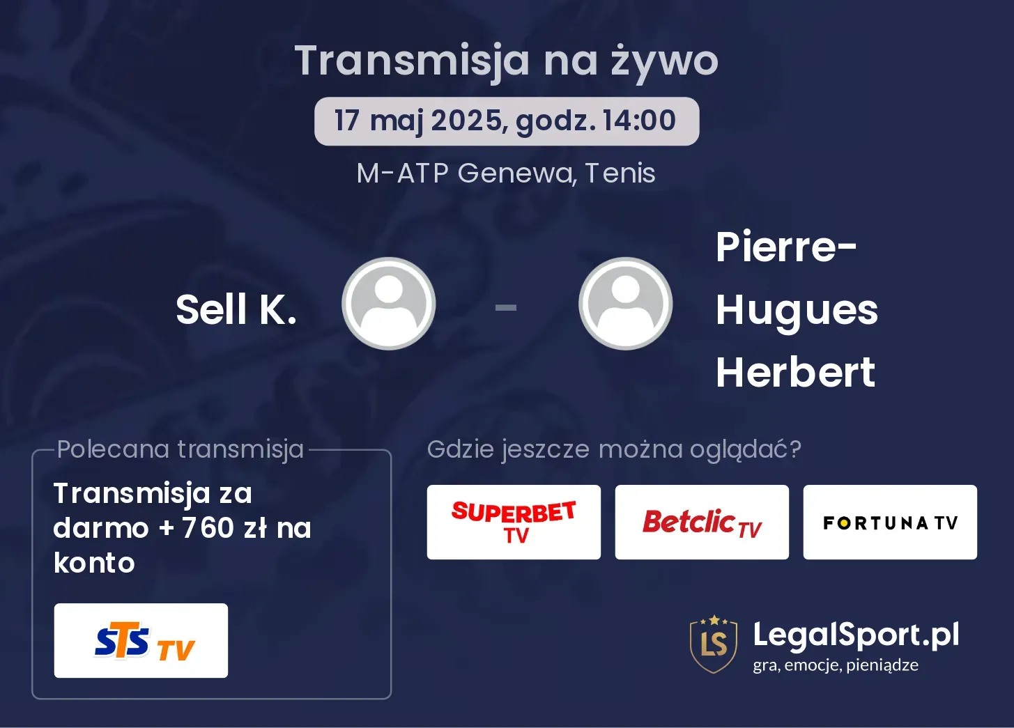 Sell K. - Pierre-Hugues Herbert transmisja na żywo