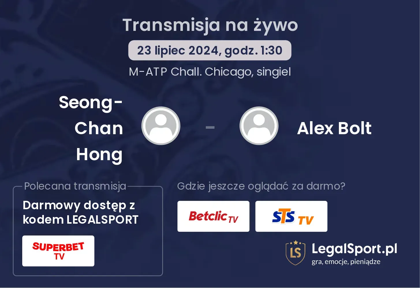 Seong-Chan Hong - Alex Bolt gdzie oglądać? Transmisja online za darmo (23.07, godz. 01:30)