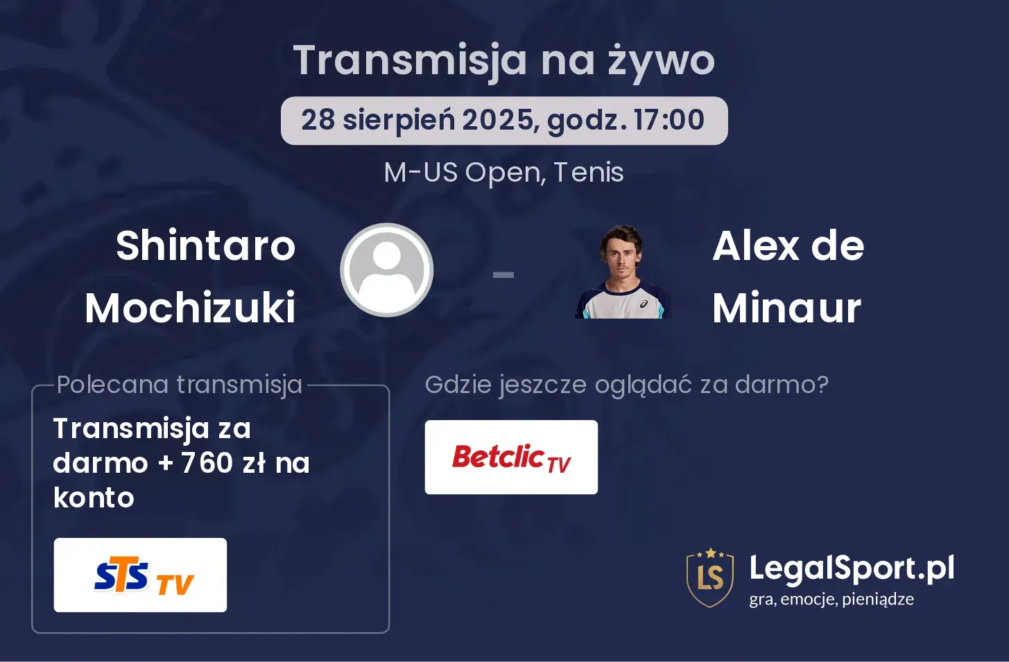 Shintaro Mochizuki - Alex de Minaur transmisja na żywo