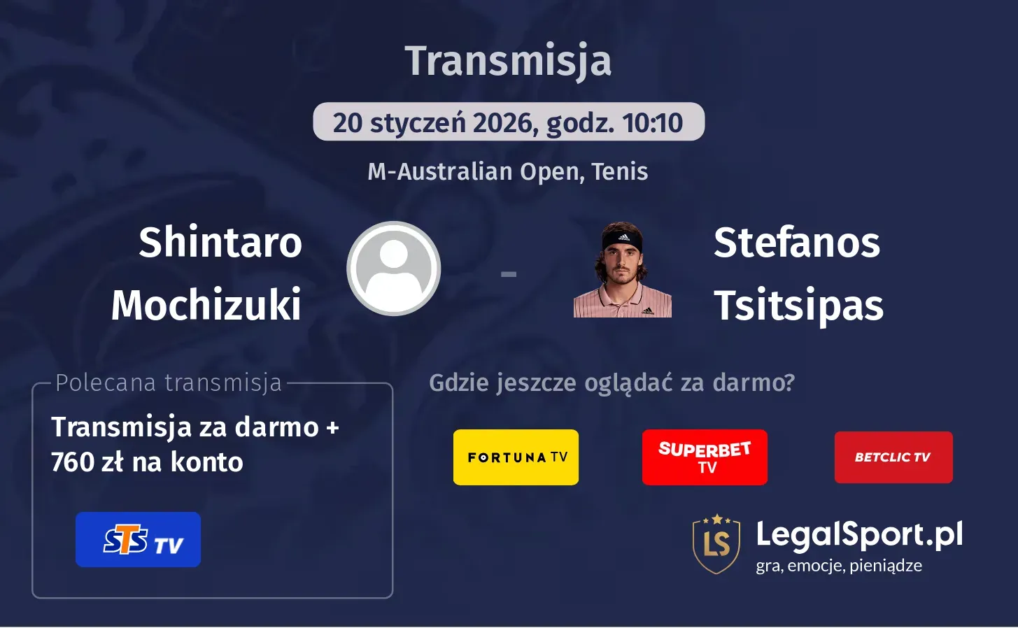 Shintaro Mochizuki - Stefanos Tsitsipas Transmisje