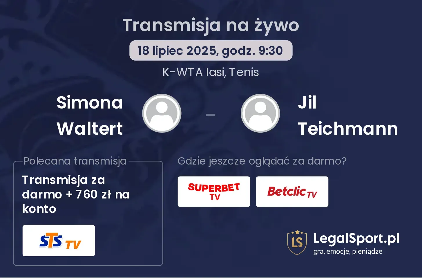 Simona Waltert - Jil Teichmann transmisja na żywo