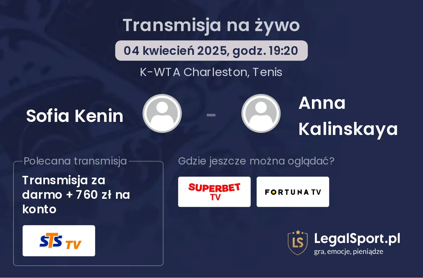 Sofia Kenin - Anna Kalinskaya transmisja na żywo