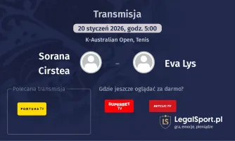 Sorana Cirstea - Eva Lys gdzie oglądać? (20.01)