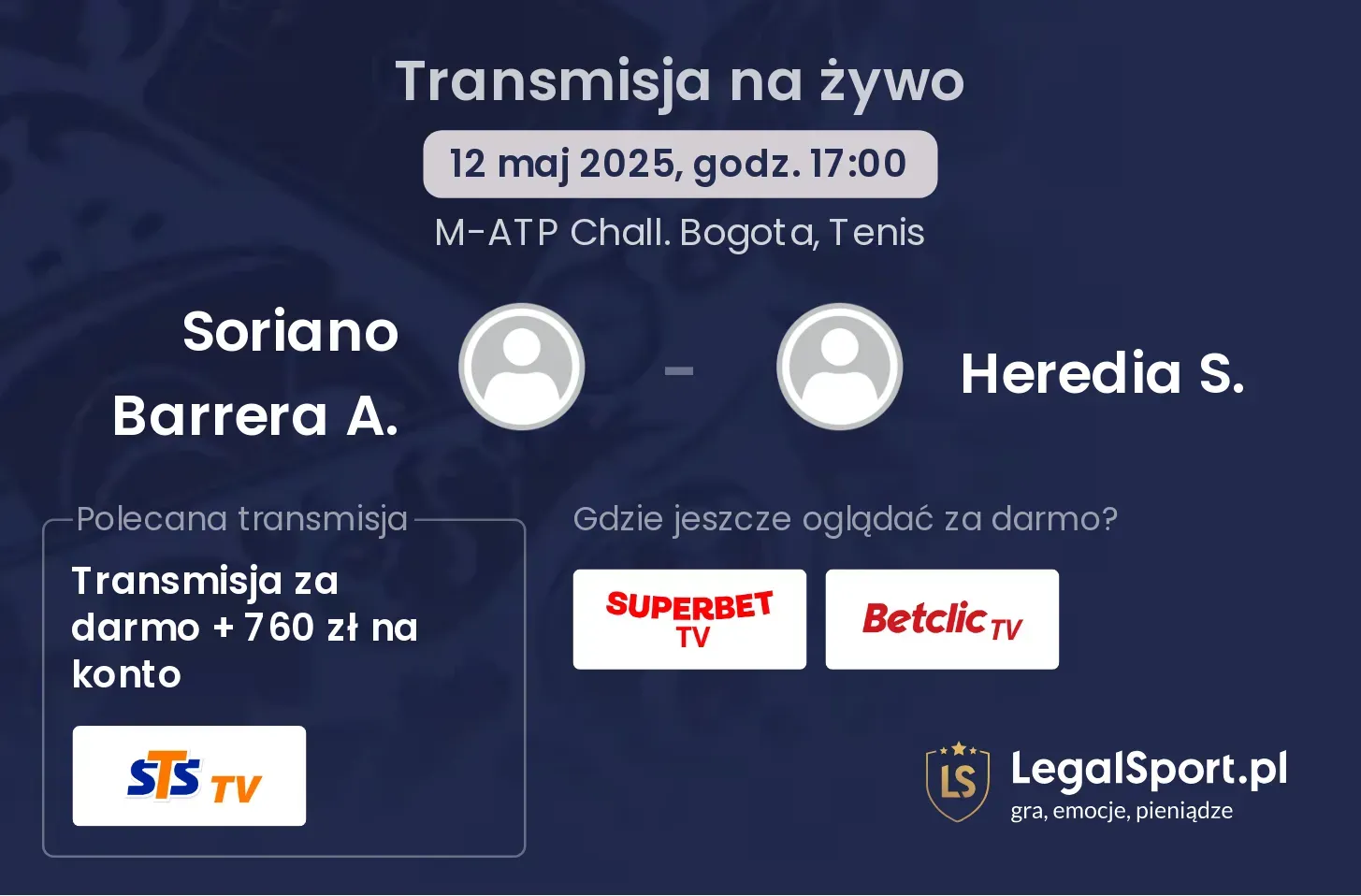 Soriano Barrera A. - Heredia S. transmisja na żywo