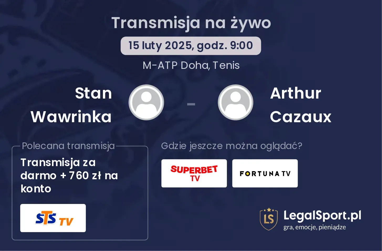Stan Wawrinka - Arthur Cazaux gdzie oglądać?