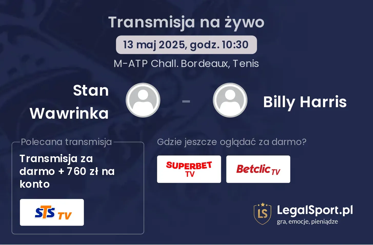 Stan Wawrinka - Billy Harris transmisja na żywo