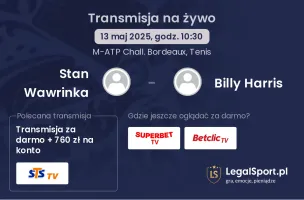 Stan Wawrinka - Billy Harris gdzie oglądać?