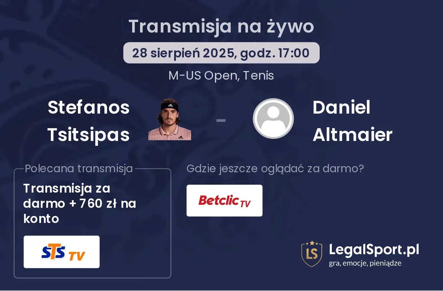Stefanos Tsitsipas - Daniel Altmaier transmisja na żywo
