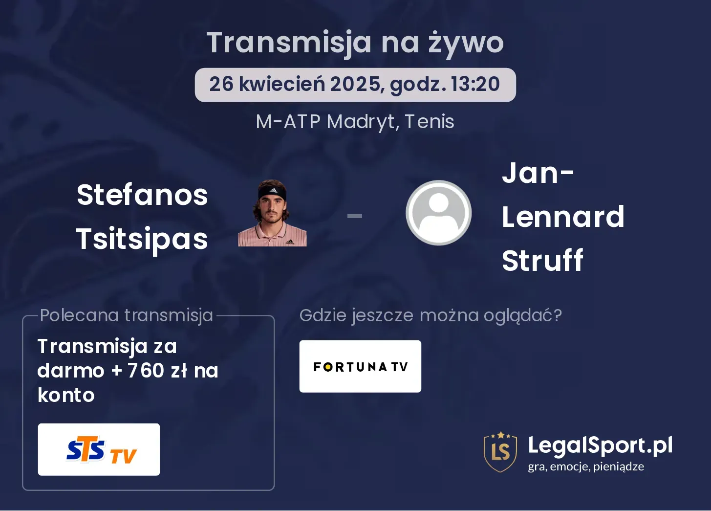 Stefanos Tsitsipas - Jan-Lennard Struff gdzie oglądać?
