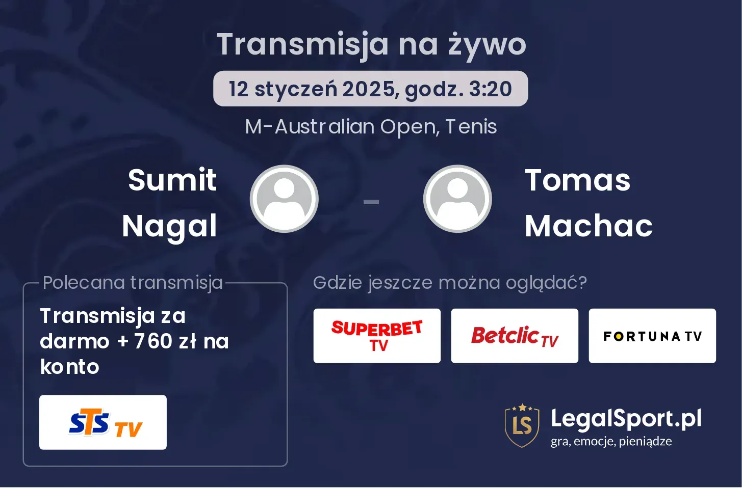 Sumit Nagal - Tomas Machac gdzie oglądać?