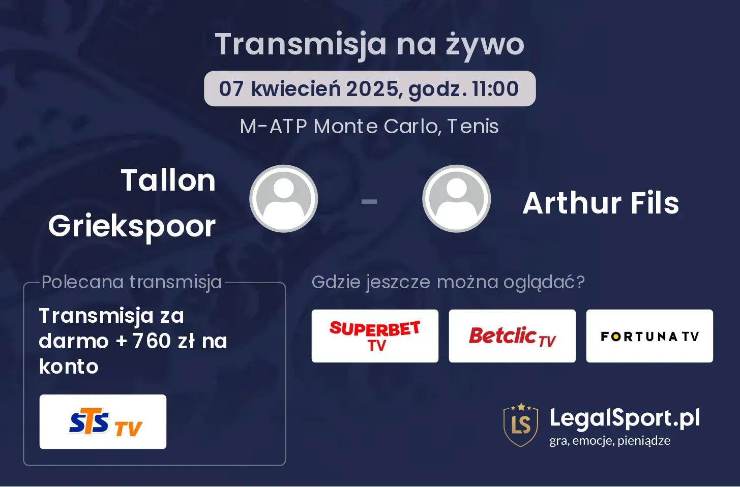 Tallon Griekspoor - Arthur Fils gdzie oglądać?