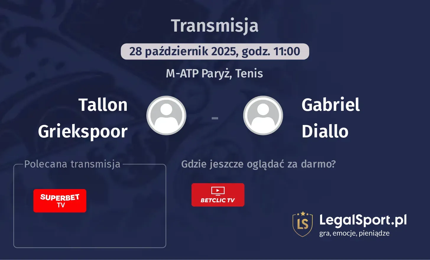 Tallon Griekspoor - Gabriel Diallo Transmisje