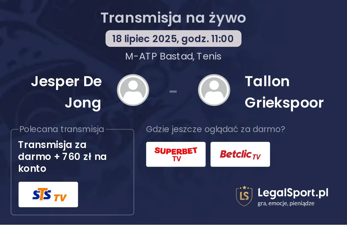 Jesper De Jong - Tallon Griekspoor gdzie oglądać?