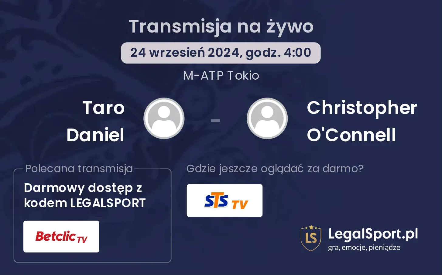 Taro Daniel - Christopher O'Connell gdzie oglądać? 24.09, godz. 04:00