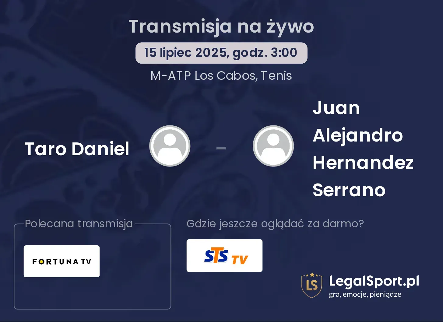 Taro Daniel - Juan Alejandro Hernandez Serrano transmisja na żywo
