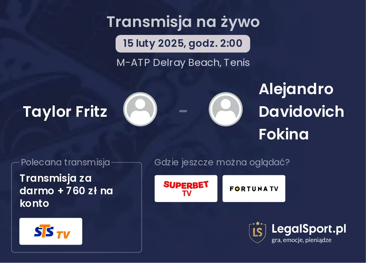 Taylor Fritz - Alejandro Davidovich Fokina gdzie oglądać transmisję?