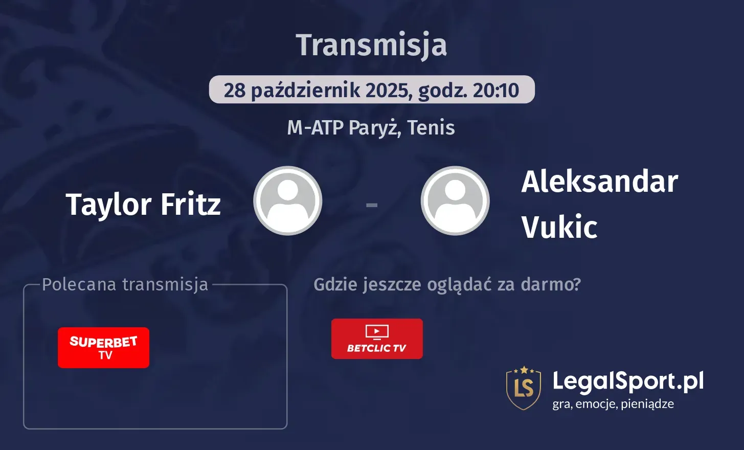 Taylor Fritz - Aleksandar Vukic Transmisje