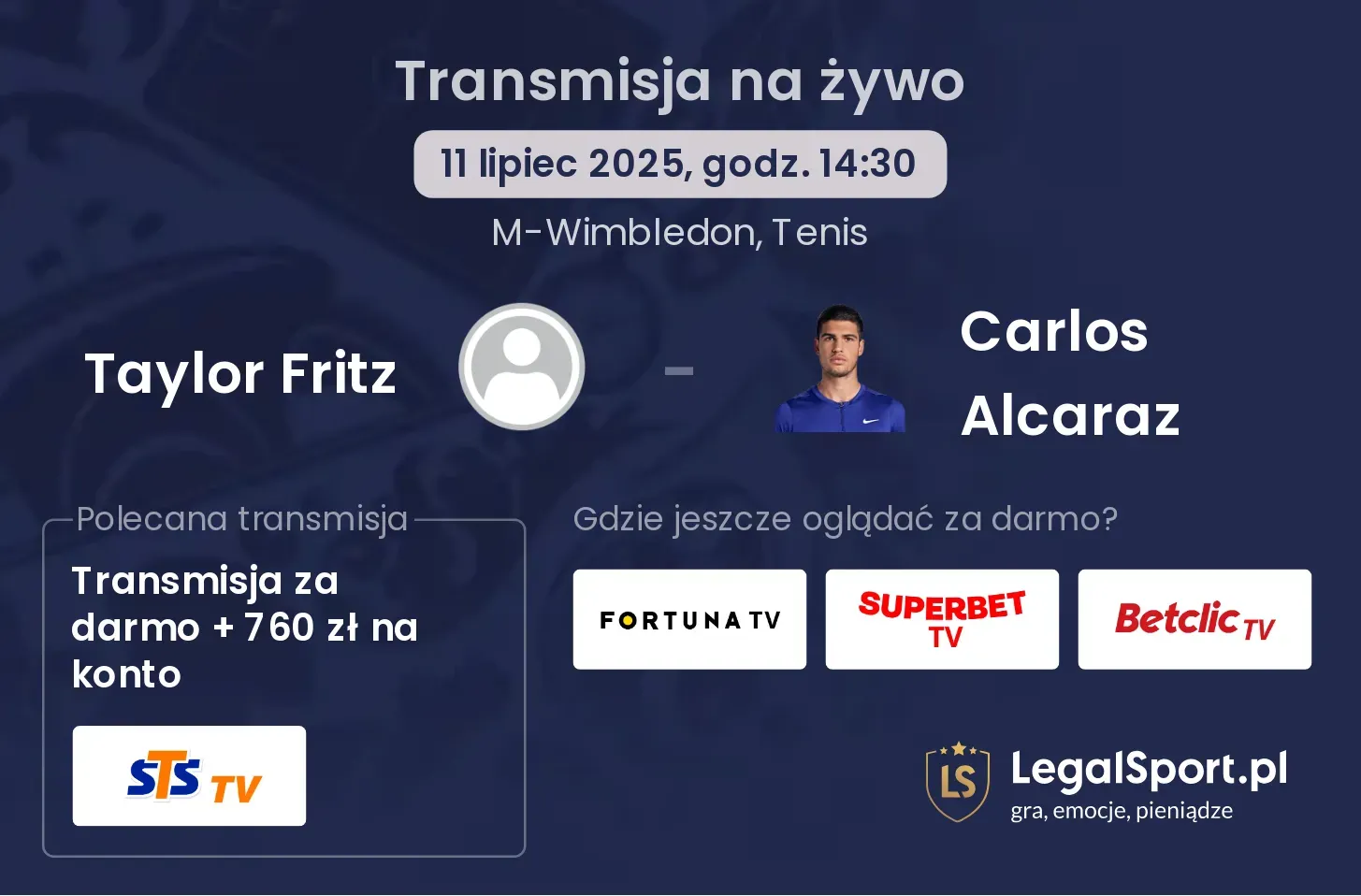 Taylor Fritz - Carlos Alcaraz transmisja na żywo