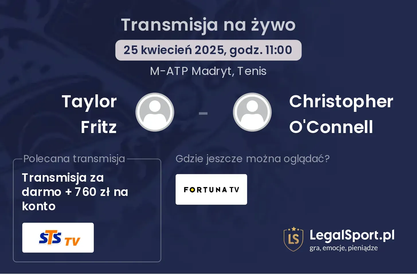 Taylor Fritz - Christopher O'Connell gdzie oglądać transmisję?